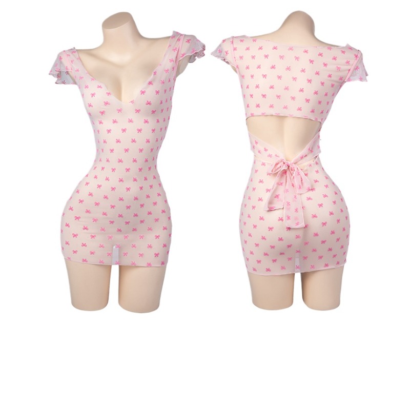 Sexy Deep V Pink Tulle See Thr - огляд і ціна Bandage
